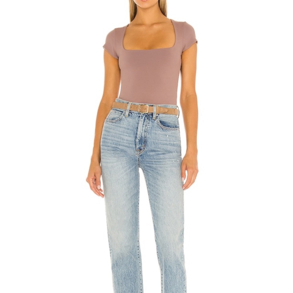 NWT free people square eyes body suit ballet pink